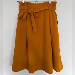 Medium See You Monday Mustard A-Line Tie Front Skirt
